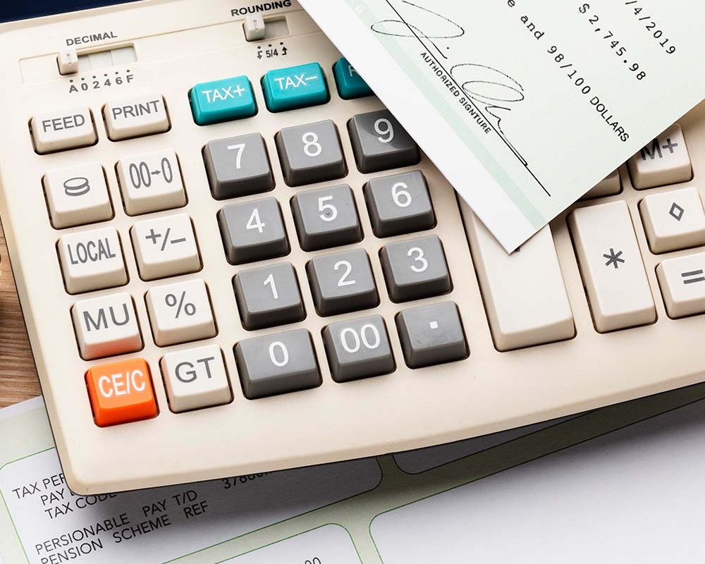 high-angle-calculator-cash-arrangement